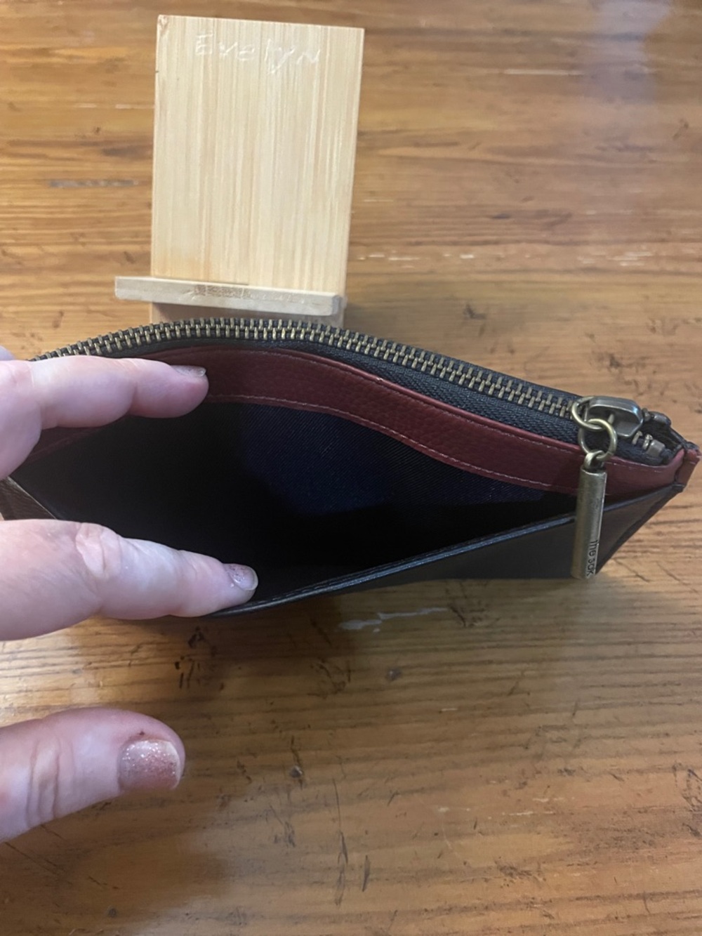 The Sak Black Leather wristlet with Gold-Tone Zipper - Picture 7 of 12